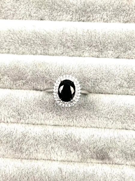 Natural Sapphire 925 silver inlaid ring