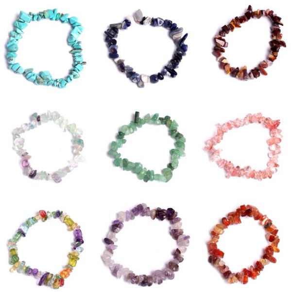 Natural Sodalite Chip Gemstone Stretch Bracelet, 18cm, Mixed Chakra Stones GC947