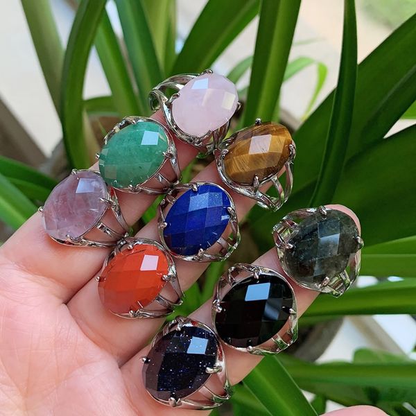 Natural Stone Crystal Ring Healing Jewelry Multifaceted Oval Amethysts Lapis Pink Crystals Finger Rings Party Wedding for Women

Healing jewelry featuring multifaceted oval rings with natural amethyst, lapis, and pink crystals, perfect for parties and weddings