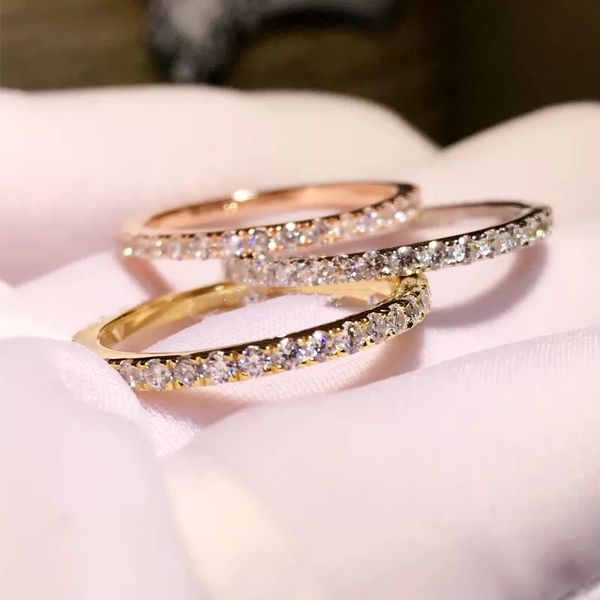 New 2021 minimalist thin rings for women, featuring brilliant cubic zirconia in high-quality silver, perfect for weddings or versatile everyday wear