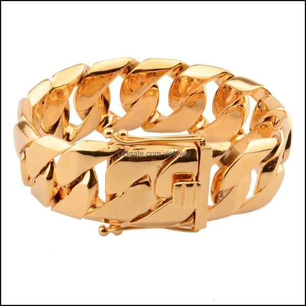 New men's hip-hop brass bangle bracelets with exaggerated Miami Cuban chain style, thick 2M drop delivery 2021 update