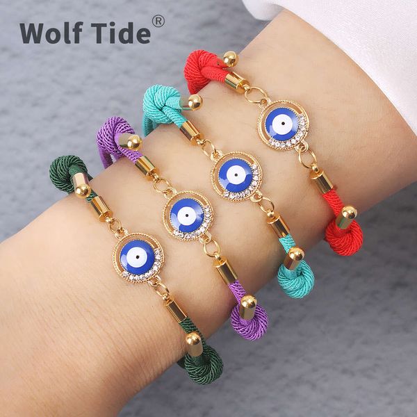New Milan Cord Diamond Golden Devil's Eye Bracelet Women's Handmade Bangle Bracelets Set Beaded Round Blue Charm Vsco Friendship Y