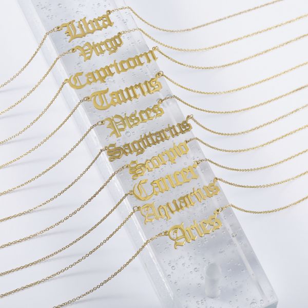 New stainless steel zodiac necklace featuring astrology charms