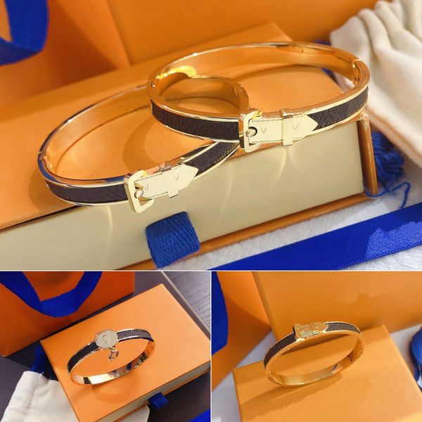 New Style Bracelets for Women: Designer Letter Bangles in Faux Leather with 18K Gold Plated Stainless Steel Wristbands, Perfect Wedding Gift Accessories