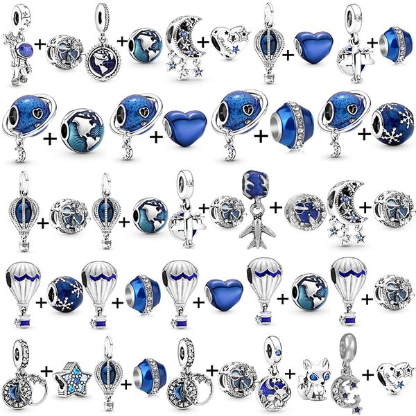 New stylish 925 sterling silver bracelet from the Astronaut Collection with bead and pendant charms, perfect for ladies' jewelry and accessories