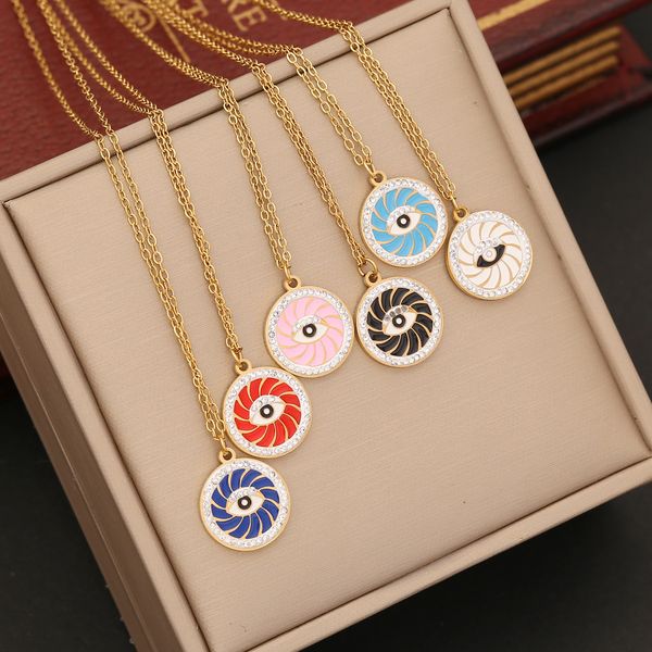New stylish colorful evil eye pendant necklace for women