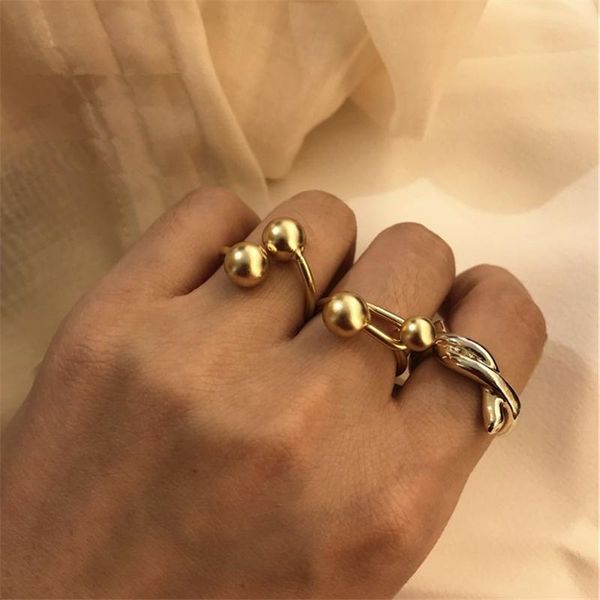new stylish geometric golden metal rings for women with a punk party vibe