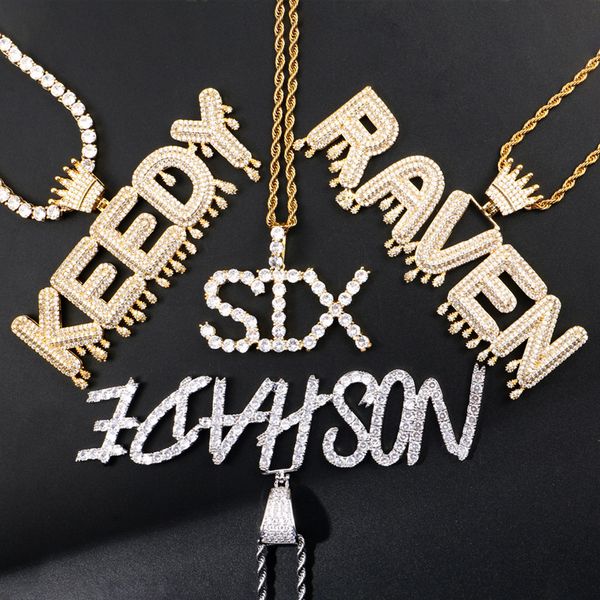 New stylish gold and silver CZ crown pendant necklace for men and women, featuring a 3mm 24-inch rope chain