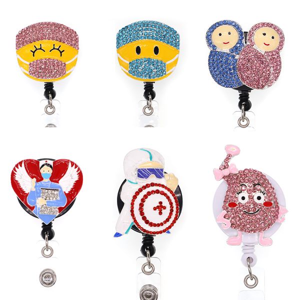 Newest stylish rhinestone retractable badge holder for medical professionals' ID cards
