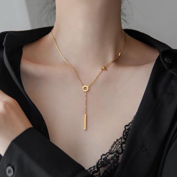 NO Fading Titanium Steel Letter Love Necklace Jewelry for Women Gift