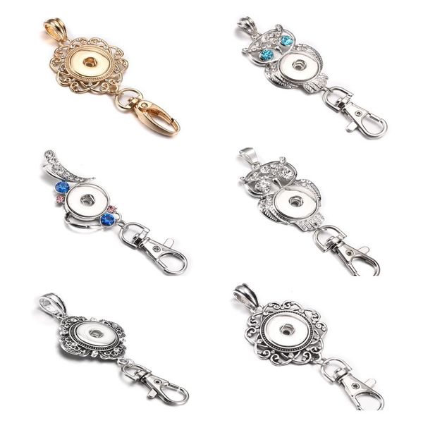 Noosa Snap Button Key Rings Jewelry Beautiful Gold Snap Keychains Crystal 18MM Snaps Buttons Lanyard Keyring for Women