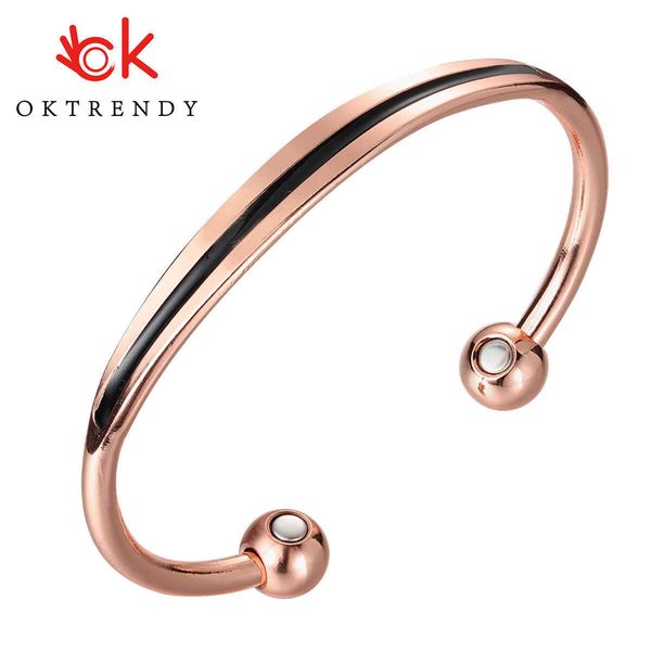 Oktrendy Bohemia Enamel Cuff Bracelets - Stylish Multi-color Copper Bangles for Women with Magnetic Health Benefits Wholesale Q0720