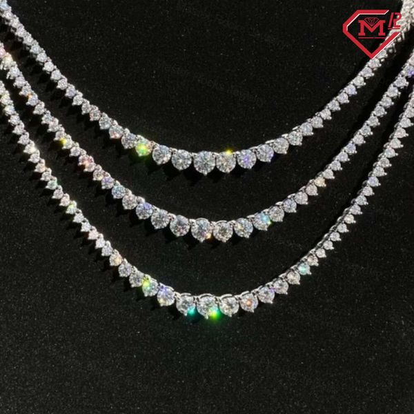 Passes diamond tester, iced-out sterling silver necklace with VVS moissanite tennis chain