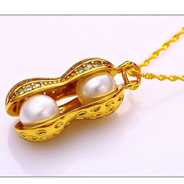 Peanut-shaped 18k gold-filled women's pendant chain, a stylish jewelry gift