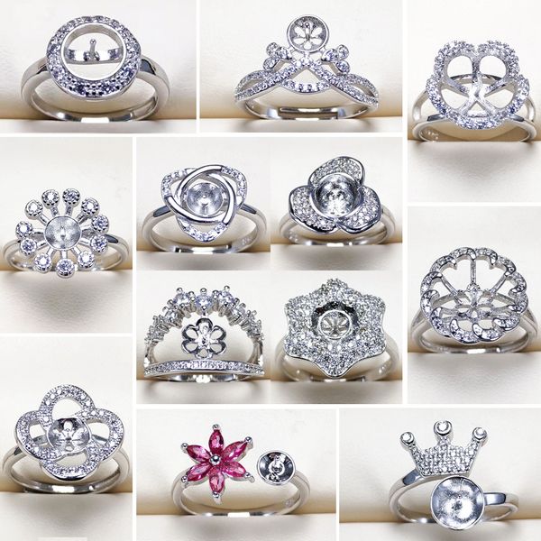 Pearl-adorned zircon adjustable ring in S925 silver for women, a stylish DIY jewelry accessory perfect as a gift
