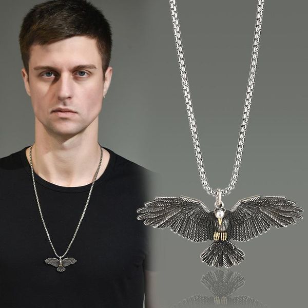 Pendant Necklaces Domineering Crow Necklace Men's Long Chain Motorcycle Party Hip Hop Fashion Women's Rock Jewelry