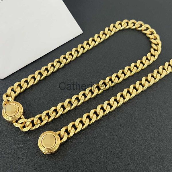 Pendant Necklaces Fashion Designer Necklaces V Pendant Banshee Medusa Head 18K Gold Plated Thick Chain Bangle Hiphop Rock Punk Bracelet Birt