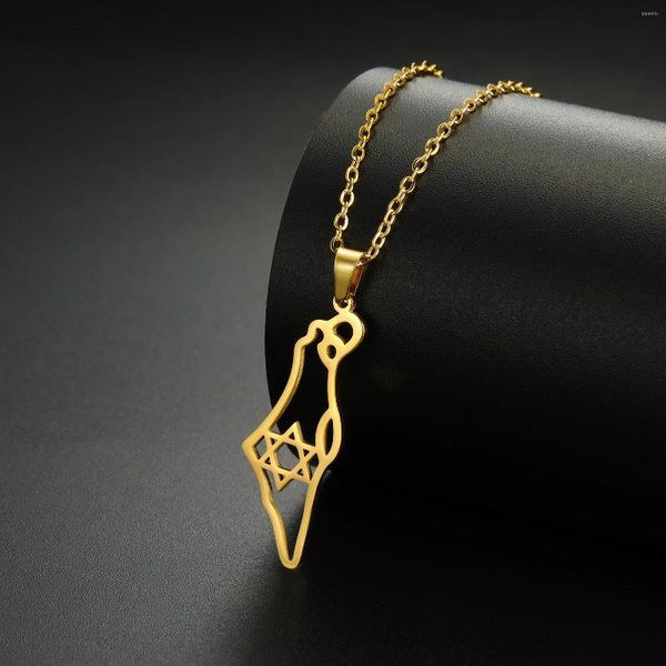 Pendant necklaces featuring the Cazador Je Israel design, a stainless steel Star of David choker chain for women, perfect as a Judaic jewelry gift in 2024