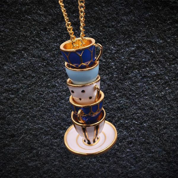 Pendant Necklaces Long Tea Cups Stack Necklace Hand Made Teacup Sweater Chain Stereoscopic Enamel Jewelry Women Collar

Handcrafted layered teacup pendant necklace with 3D enamel detailing for women