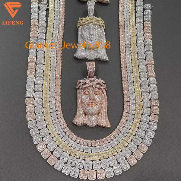 Personal 925 Sterling Silver Hand-Inlaid Moissanite Diamond Hip Hop Jewelry Ice Out Rock Candy Chain Pendant Necklace