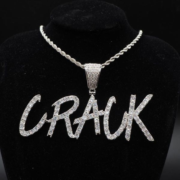 Personalized Iced Out Letter Pendant Necklace with Twist Chain for Men, Hip Hop Zircon Jewelry Gift
