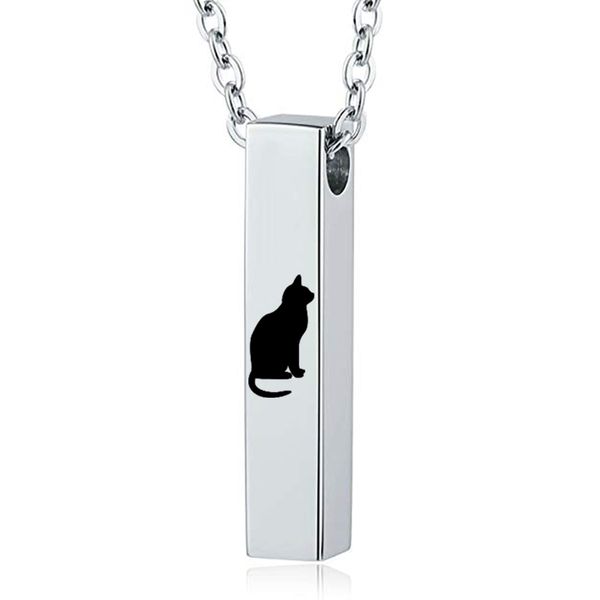 Personalized minimalist rectangular bar urn necklace for pet cat ashes memorial with birthstone cremation jewelry  

Rewritten:  
Custom simple bar-shaped urn pendant for cat ashes keepsake featuring birthstone cremation jewelry