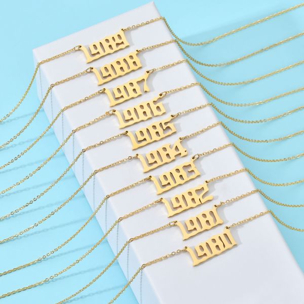 Personalized year number necklaces for women, celebrating special birth dates from 1980 to 2022 as unique birthday gifts