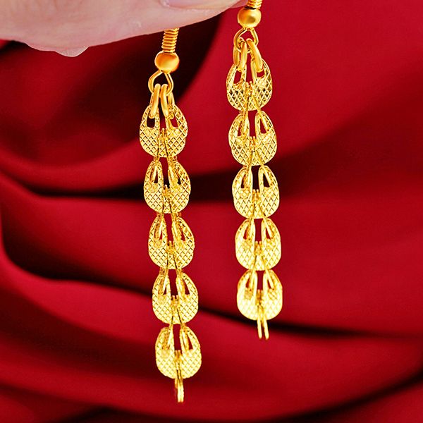 Phoenix Tail Tassel Dangle Earrings in 18k Yellow Gold Filled, Perfect for Bridal and Wedding Jewelry for Women and Girls