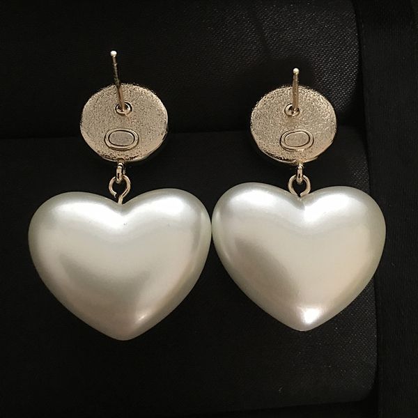 Pink pearl love stud earrings with vintage diamond letter charm for women