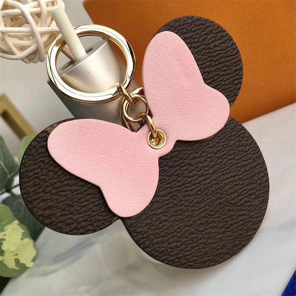 Plaid Mouse Designer Bow Key Ring Keychains PU Leather Animal Bag Pendant Charm Girls Cars Keyrings Chains Holder Fashion Women Jewelry Gift