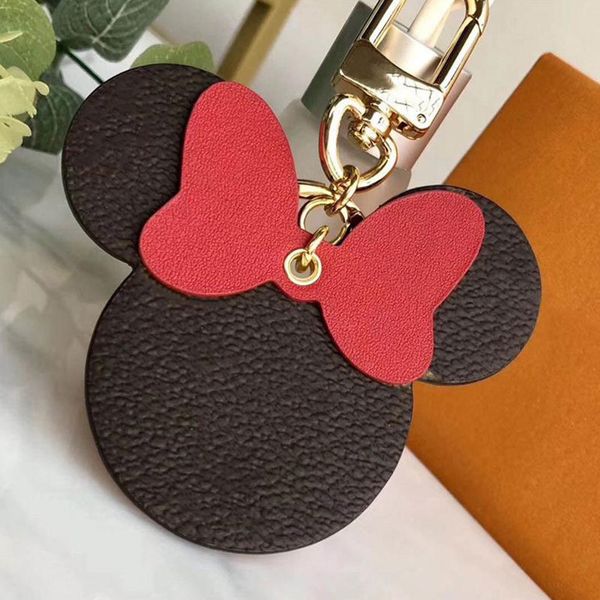 Plaid Mouse Designer Bow Key Ring Keychains PU Leather Animal Bag Pendant Charm Girls Cars Keyrings Chains Holder Fashion Women Jewelry Gift