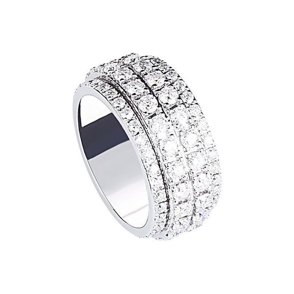 Platinum men's moissanite ring with dazzling diamond accents, a luxurious European and American style starry band