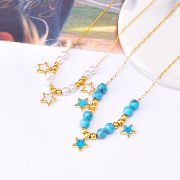 Popular turquoise necklace featuring a star and butterfly pendant design