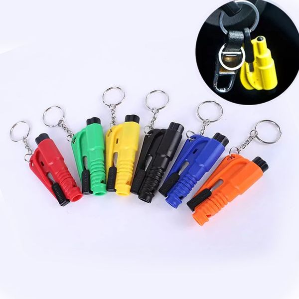 Portable emergency hammer keychain with seatbelt cutter and window breaker for car safety