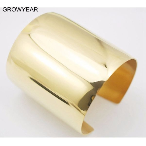 Punk-style 316L stainless steel wide gold cuff bangles for women