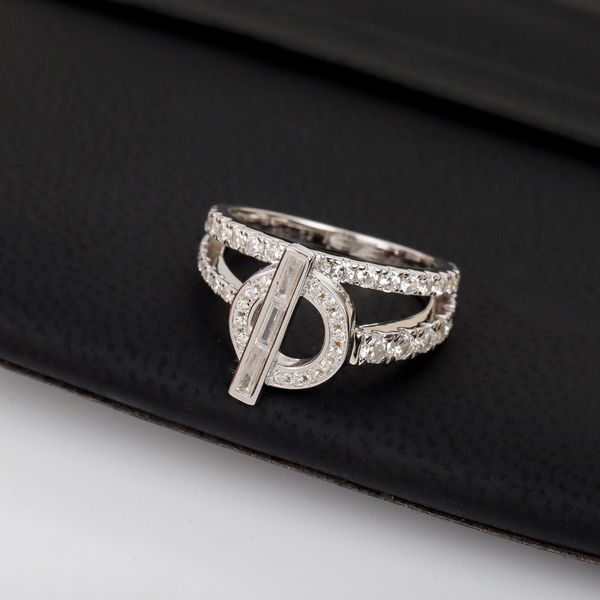 Pure 925 sterling silver women's lock rings, elegant luxury brand quality for parties, weddings, and engagements with full diamond O T design