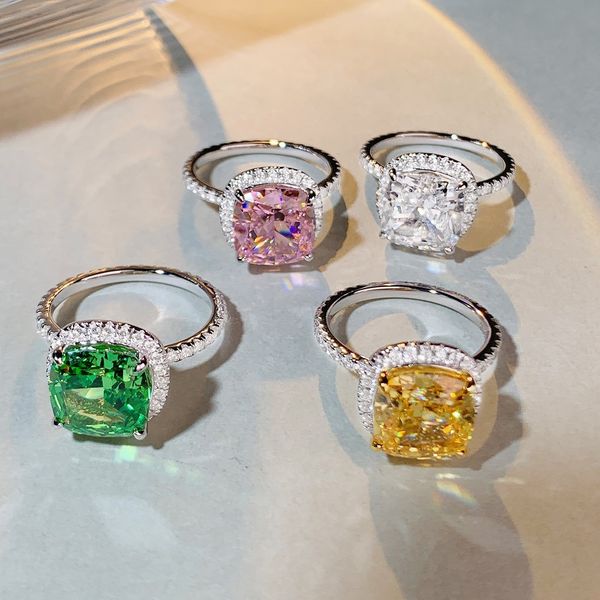 Radiant-cut 5-carat lab emerald diamond ring in genuine 925 sterling silver, perfect for women's engagement, weddings, and party jewelry