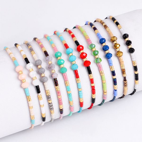 Rainbow crystal bracelets made with classic glass seedbeads in vibrant strands