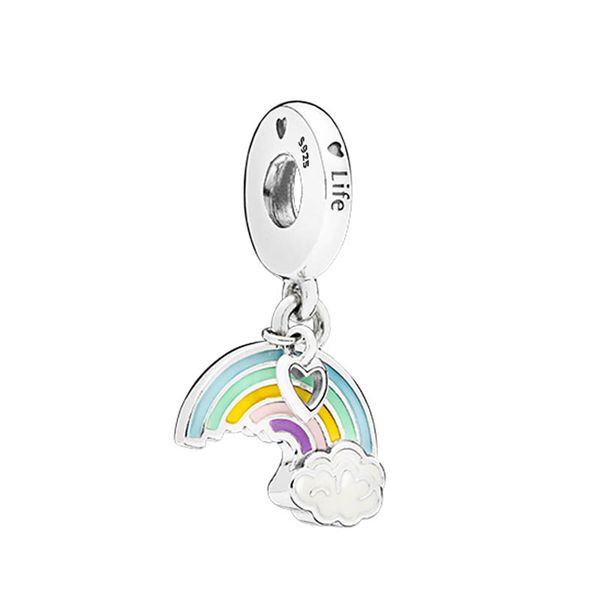 Rainbow Pendant 925 Silver Charm Jewelry for Women - DIY Bead Set with Original Box, Perfect for Pandora Bracelets and Necklace Crafting
