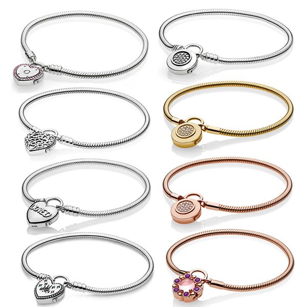 Real 925 Sterling Silver Fashion Charm Bracelet for DIY Beading, Perfect Jewelry Gift for Women