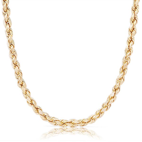 Real Solid 10K 14K 18K 24K Solid Gold Rope Chains For Men Hip Hop Necklace