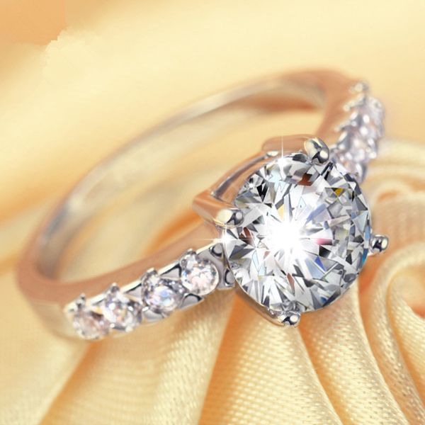 Real Solid Sterling Silver Ring with 1CT NSCD Synthetic Diamond, Perfect Anniversary Gift for Her