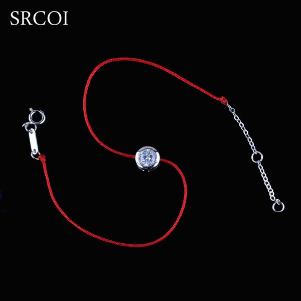 Red string bracelet with zircon and 925 sterling silver, a lucky charm for women