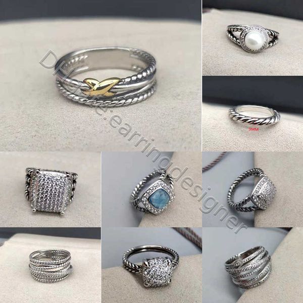 Rings Twisted Two-color Cross Ring Women Fashion Platinum Plated Black Thai Silver Hot designer Jewelry woman luxury diamond wedding gift Vi