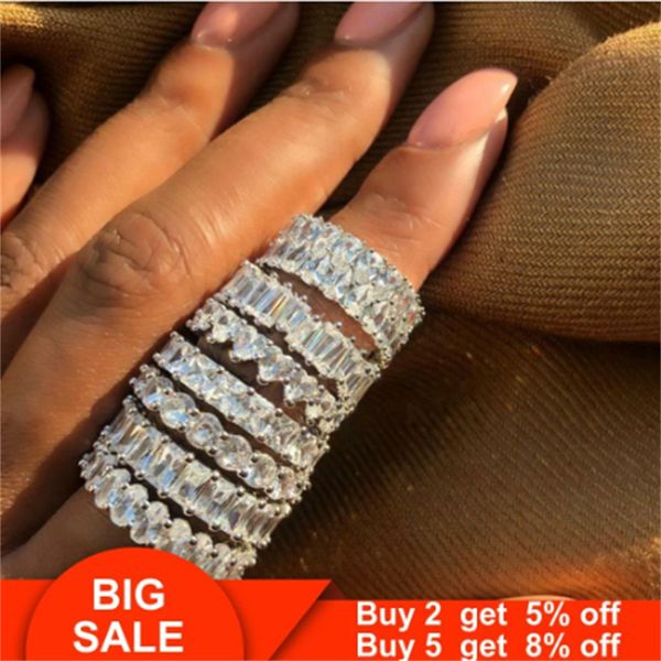 Romantic eternity band promise rings in 925 sterling silver with AAAAA cz stones, perfect for engagement, weddings, or as statement jewelry for women and men at parties