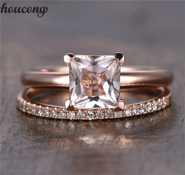 Rose gold filled princess cut ring set with 1ct diamond CZ, a stylish anniversary wedding band for women, perfect as a jewelry gift