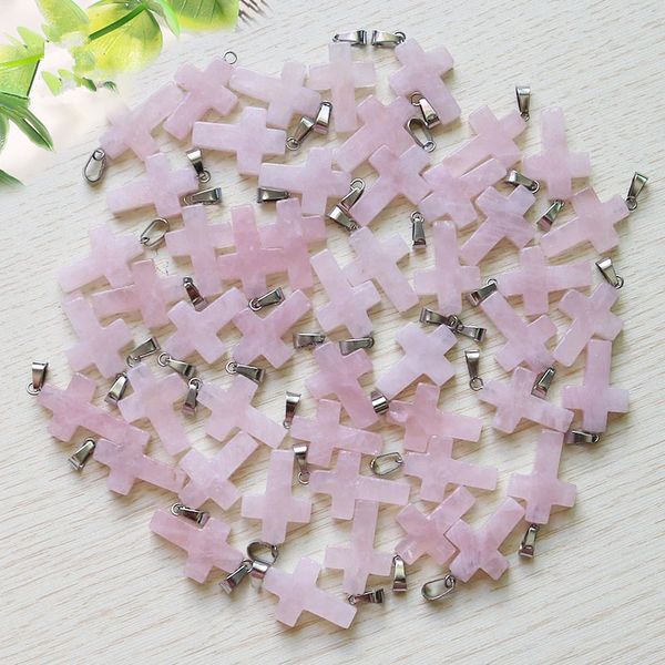 Rose Quartz Crystal Natural Stone Charms for DIY Jewelry Making