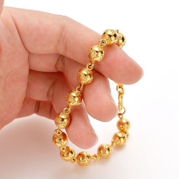 Round Beads Bracelet for Men and Women - Classic 18k Gold Filled Vintage Wrist Chain Gift