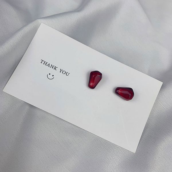 S925 silver pomegranate seed ear studs with Korean-style resin designs, cute and unique