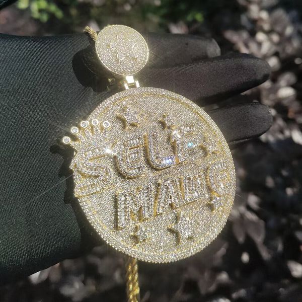 Self-crafted Iced Out Letter Pendant for Men, featuring dazzling Cubic Zirconia stones in gold-plated hip hop jewelry style